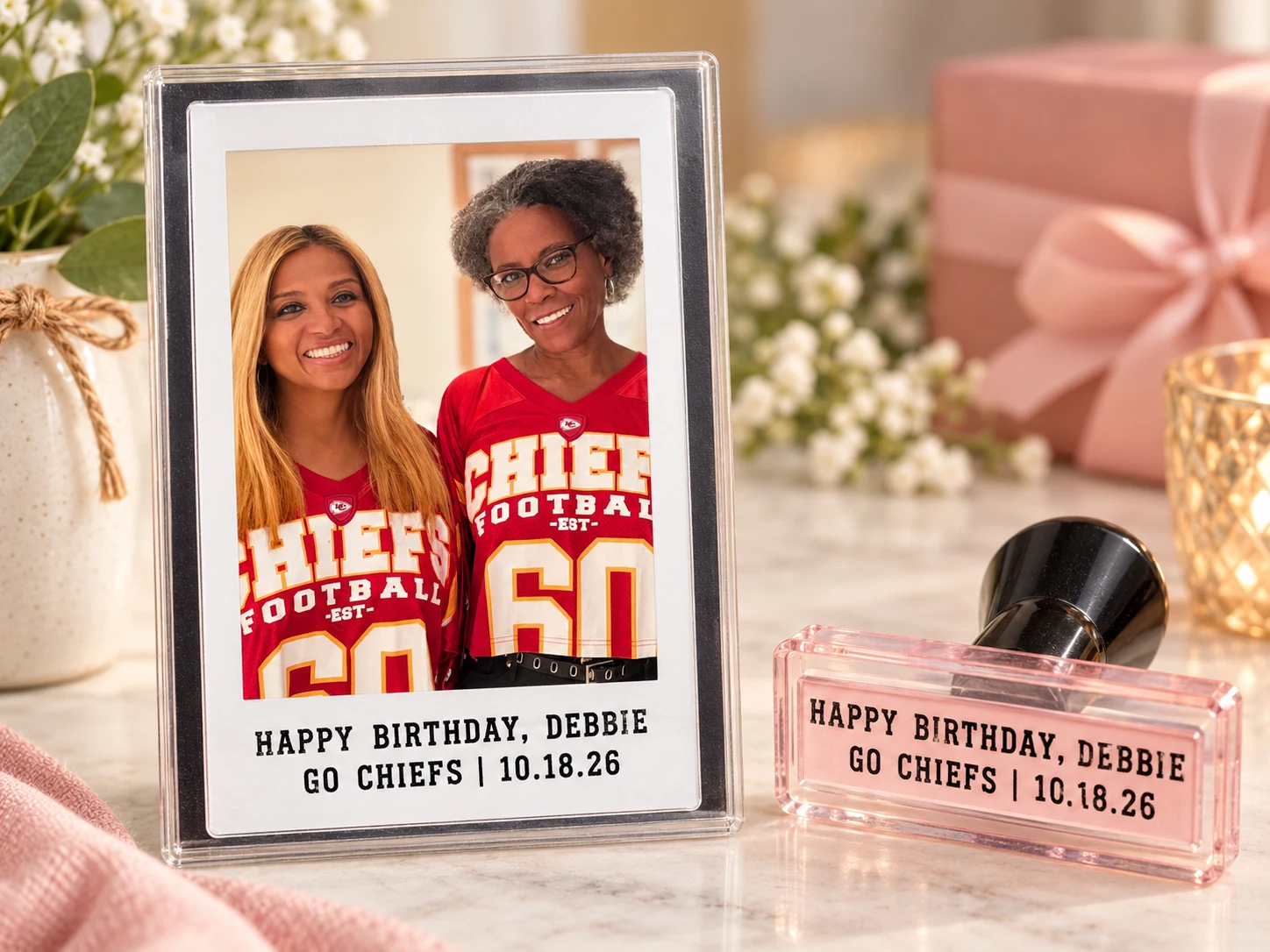 Personalized Instax Mini keepsake and custom event stamp for The Keepsake Experience
